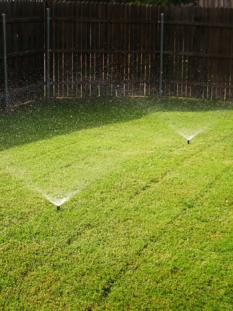 Lawn with two sprinklers in North Las Vegas